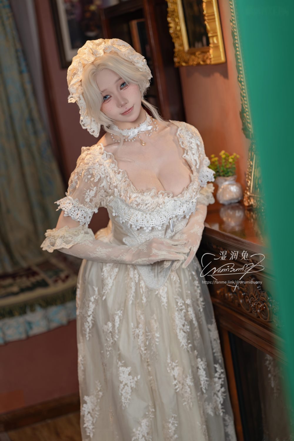 蕾丝,欧式,长裙,少女,白色,长发,2026,团子,微微,复古,蕾丝边饰,咬一口兔娘,黏黏团子兔,少女心事,蕾丝长裙
