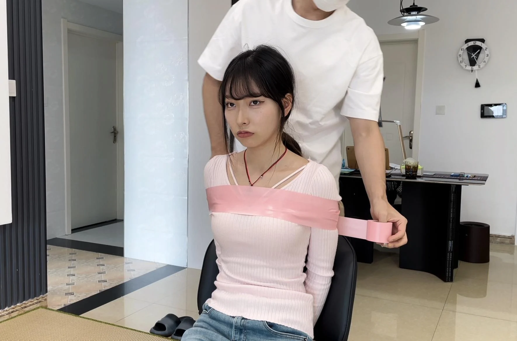 捆绑,胶带,胶带捆绑,新模,缚艺录,女生,日系,小羽,日系清纯