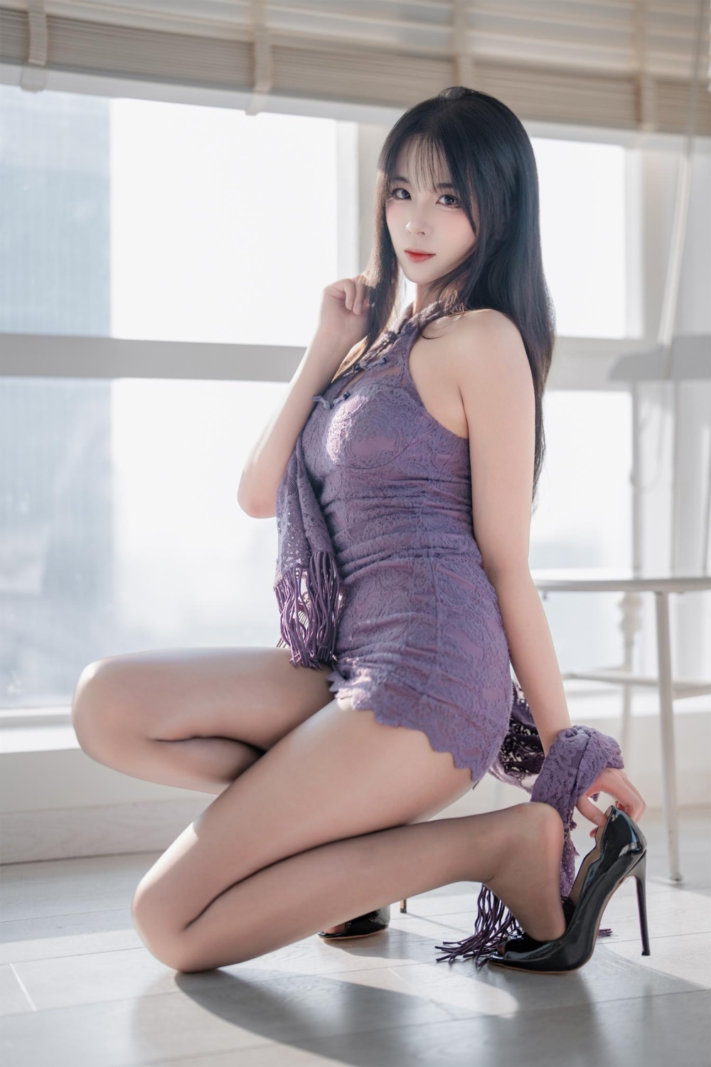 旗袍,学姐,轩萧学姐,紫色旗袍