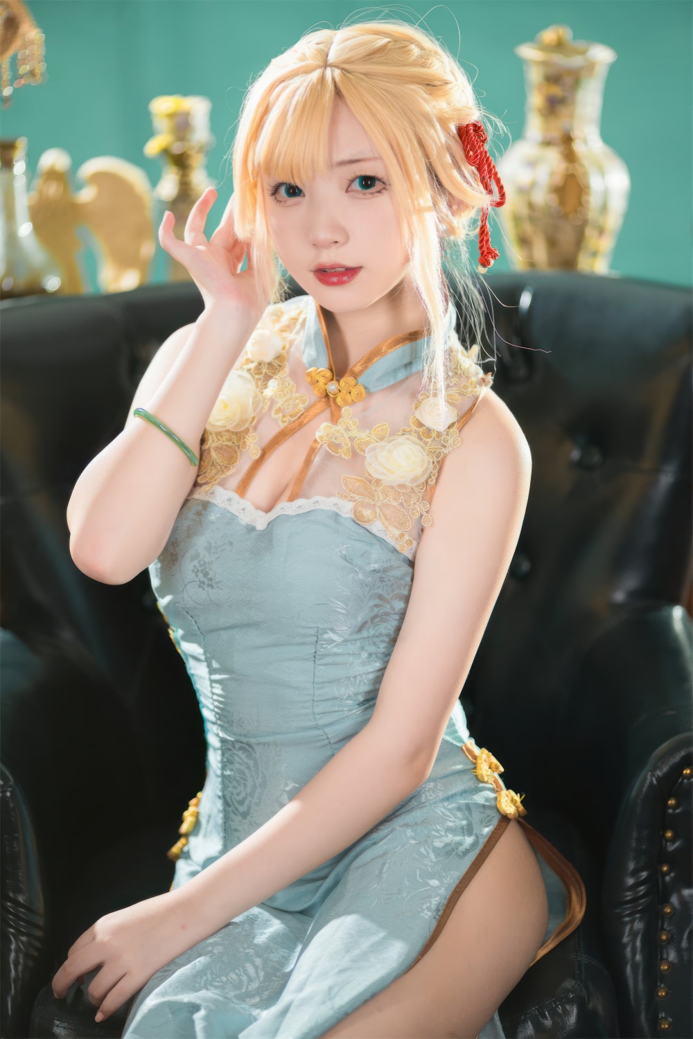 旗袍,花铃,玉瓯立旗袍