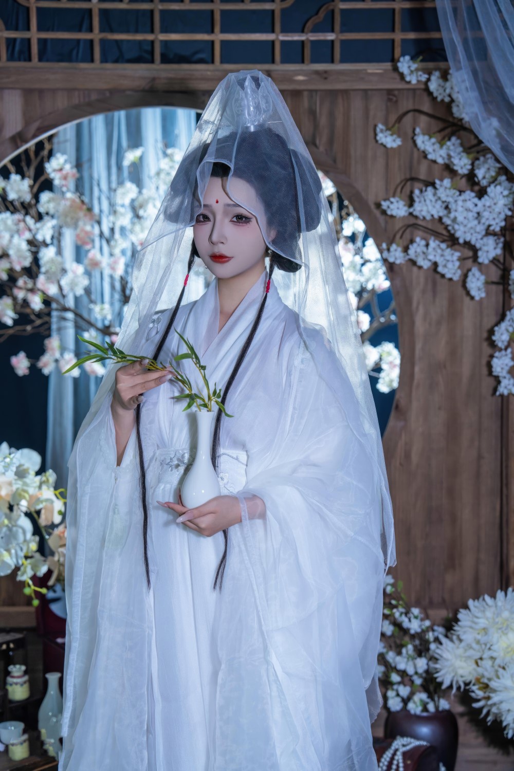 白衣,视觉,薄纱,静谧,yuuhui玉汇,Patreon,头覆轻纱