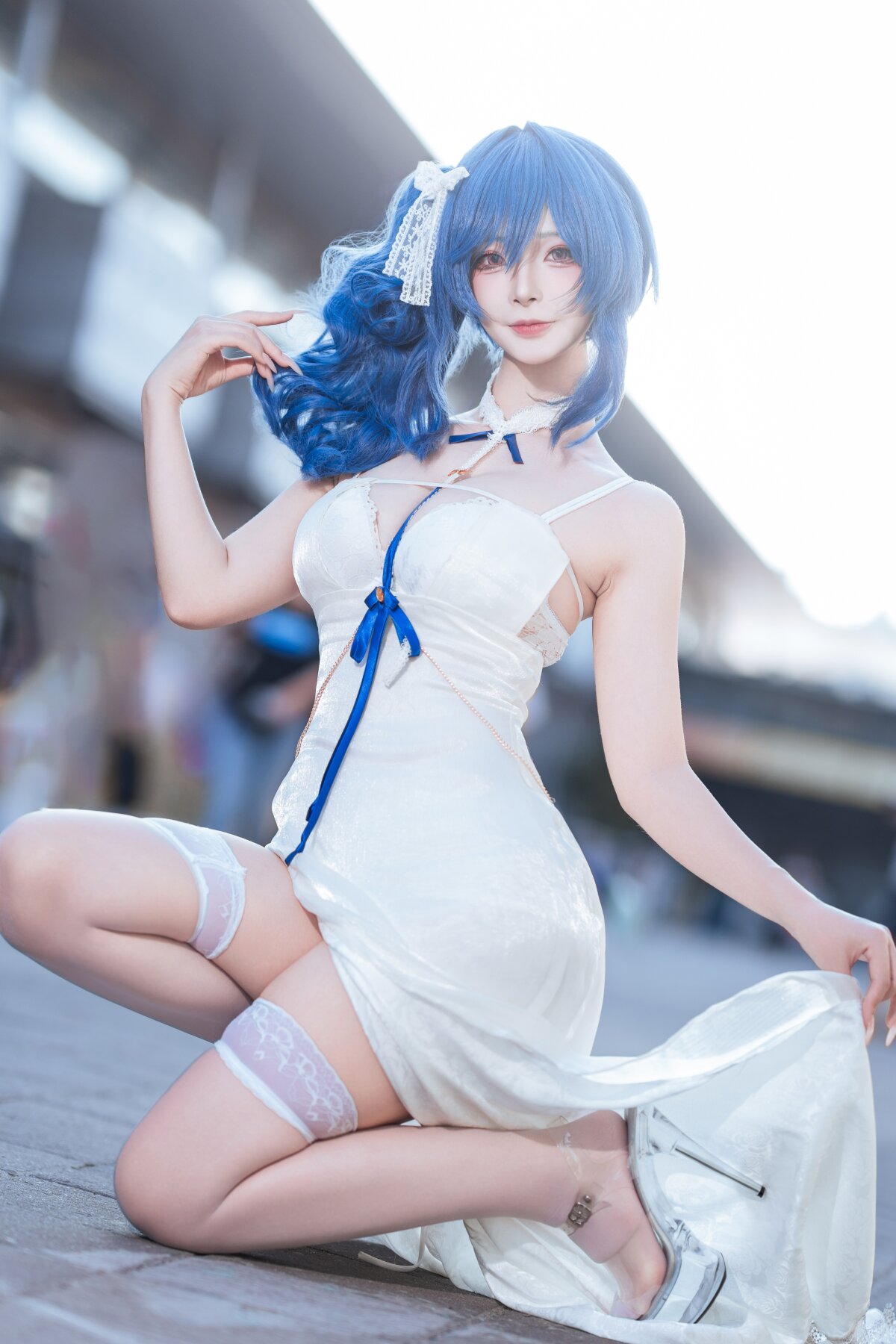 yuuhui玉汇 漫展 圣姨 St. Louis 作品,蕾丝,COS,连衣裙,吊带,少女,coser,长发,视觉,二次元,蓝色,圣路易斯,St,Louis,yuuhui玉汇,蕾丝发饰,少女气质,圣姨