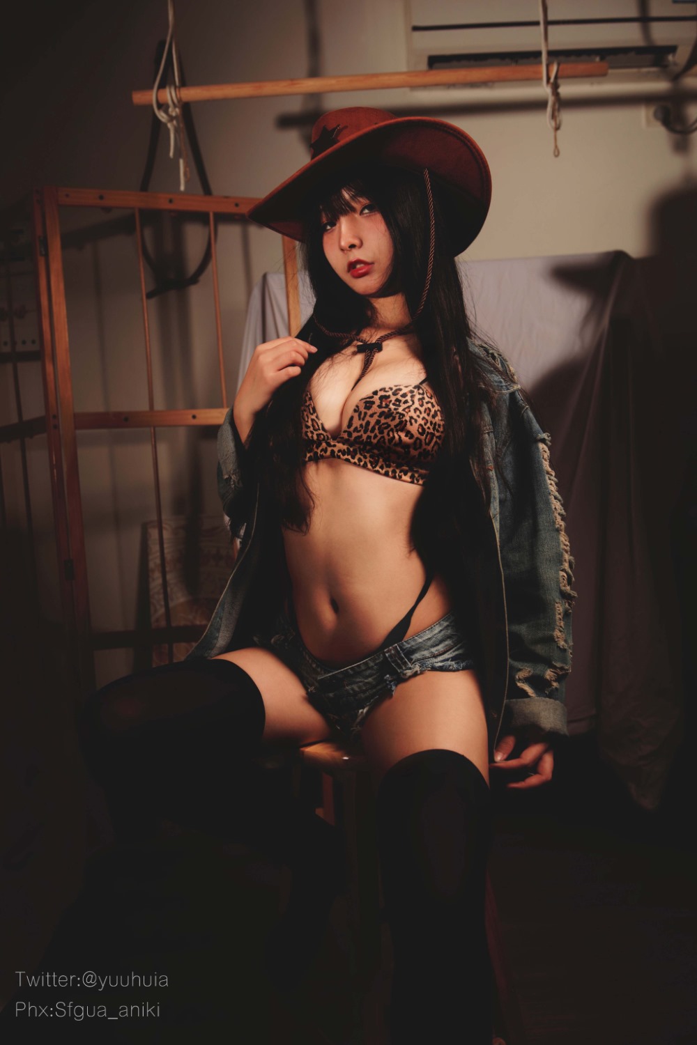 牛仔,豹纹,yuuhui玉汇,豹纹牛仔