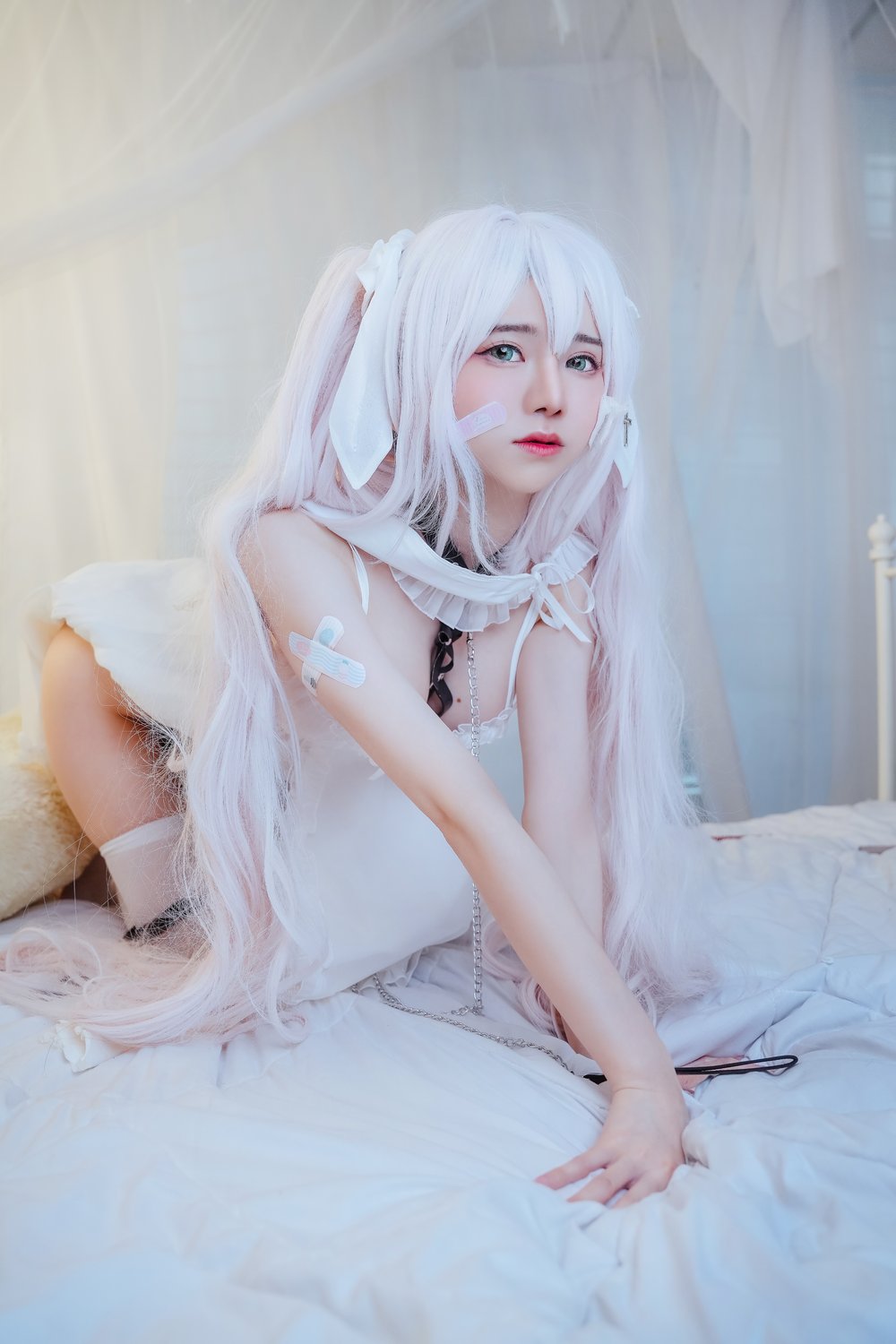 丝袜,蕾丝,吊带,服装,双马尾,白色丝袜,性感,少女,黑色,白色,长发,视觉,私密,可爱,w,Sally,Dorasnow,Hatsune,白色缎带,白色蕾丝边吊带