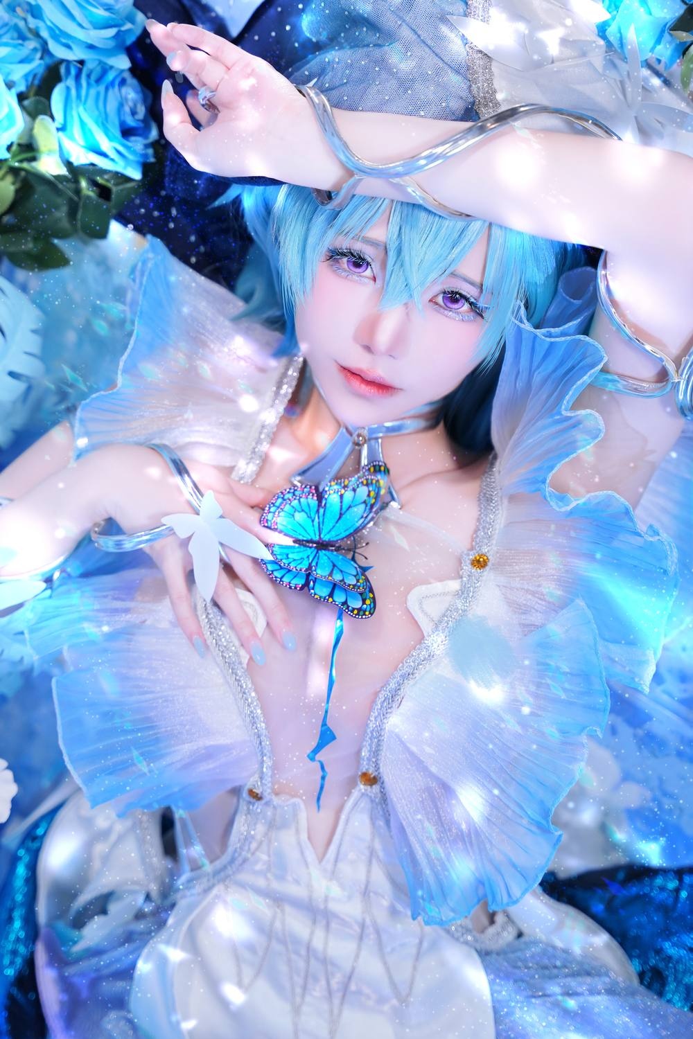 服装,蝴蝶,白色,长发,薄纱,白色薄纱,透明薄纱,蓝色,w,Re,Sally,Dorasnow