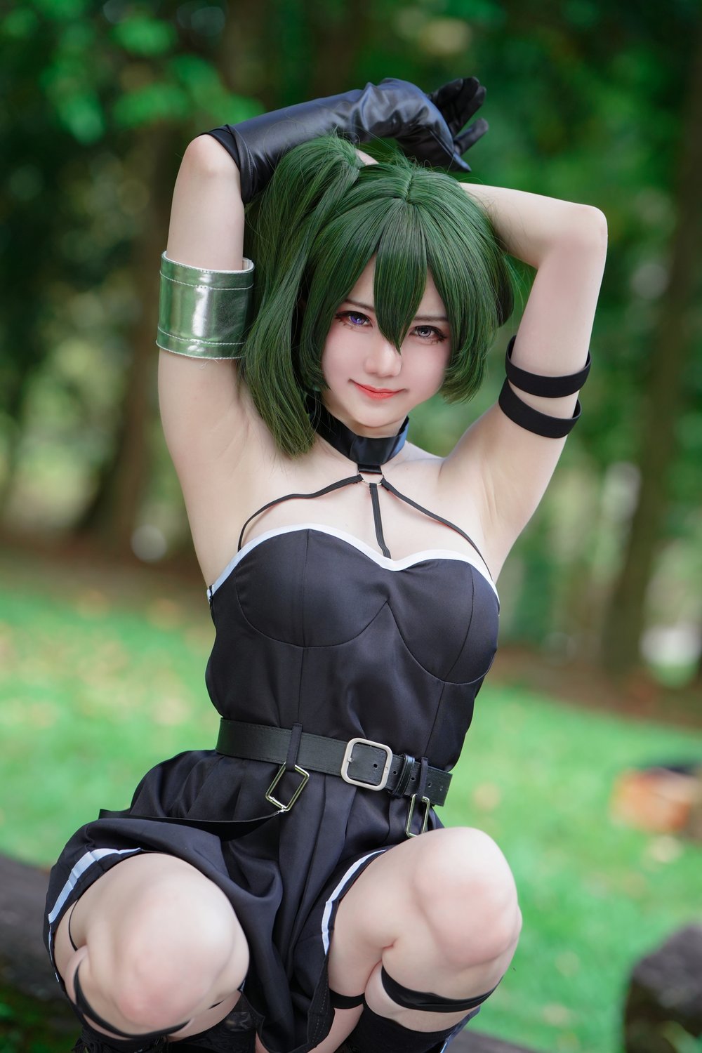 COSPLAY,COS,连衣裙,反差,抹胸,服装,双马尾,黑色,白色,长发,静谧,蓝色,w,Be,B,Sally,Dorasnow,马来西亚,Ubel