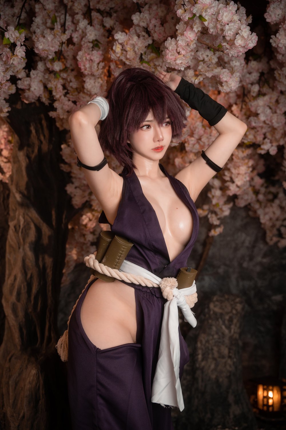 Sally Dorasnow Yuzuriha 捆绑,和服,短发,粉色,少女,黑色,视觉,w,忍者,Sally,Dorasnow,马来西亚,Yuzuriha,和服式战袍,粗绳