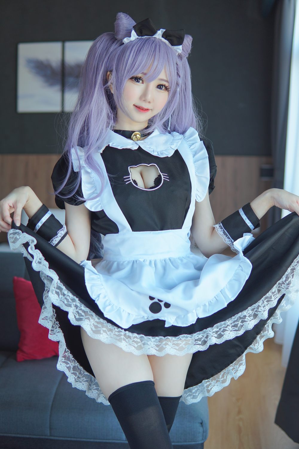 女孩,蕾丝,女仆装,女仆,少女,黑色,围裙,猫耳,仆,长卷发,可爱,w,蕾丝花边,生日,黑白女仆,Sally,Dorasnow,马来西亚,黑白女仆装