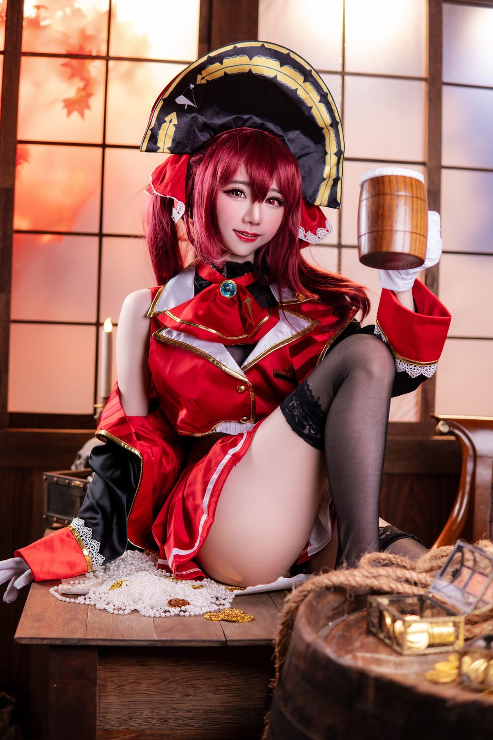 COSPLAY,女王,日式,COS,制服,性感,in,黑色,视觉,w,Marin,Marine,Hoshou,Sally,Dorasnow,马来西亚,红金配色制服