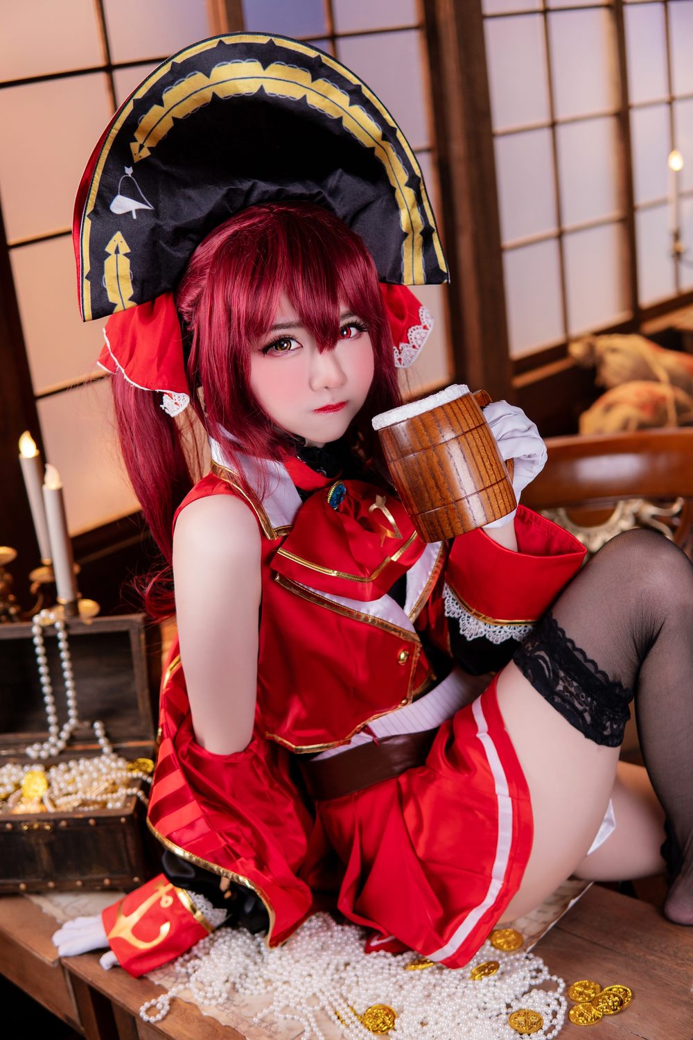 COSPLAY,女王,日式,COS,制服,性感,in,黑色,视觉,w,Marin,Marine,Hoshou,Sally,Dorasnow,马来西亚,红金配色制服