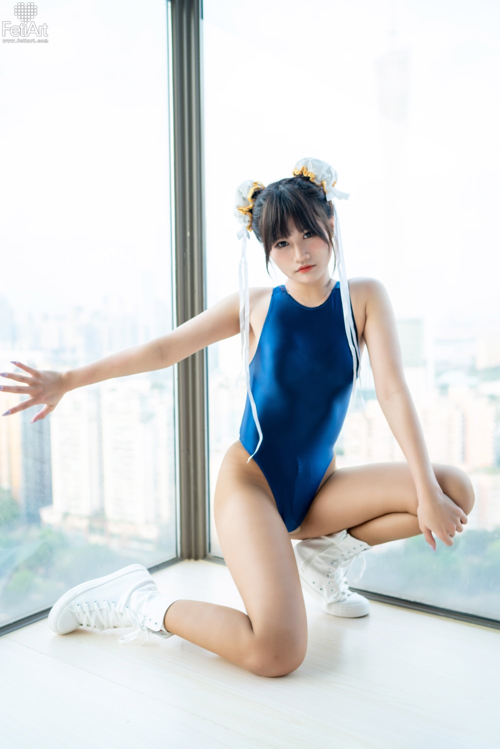 模特,拍摄,作品,短裤,in,白色,视觉,w,啦啦队,青春洋溢,it,Swimsuit,午后,Suit,Yoake,Jasmine,啦啦队服,条纹短裤,护腕