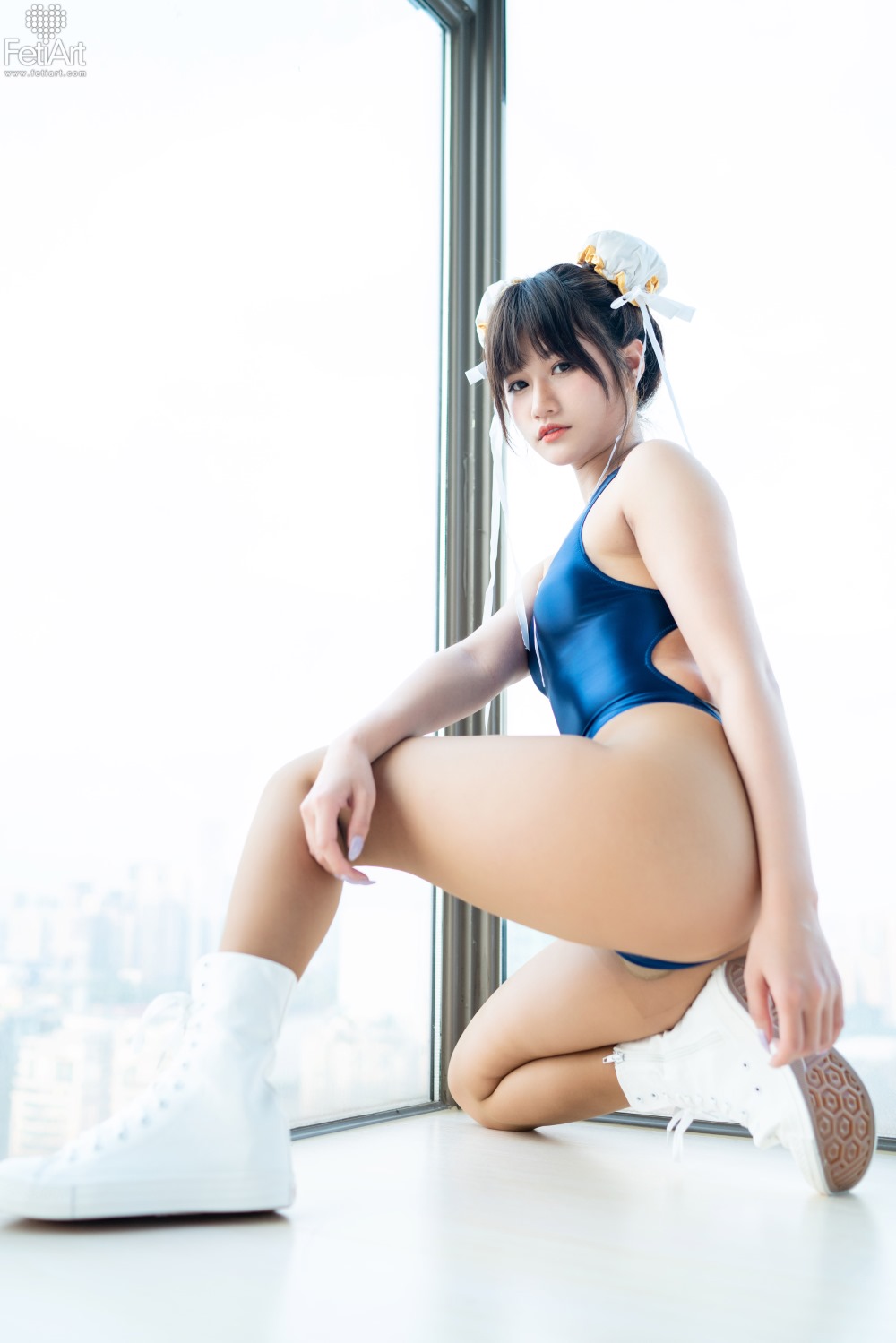 模特,拍摄,作品,短裤,in,白色,视觉,w,啦啦队,青春洋溢,it,Swimsuit,午后,Suit,Yoake,Jasmine,啦啦队服,条纹短裤,护腕