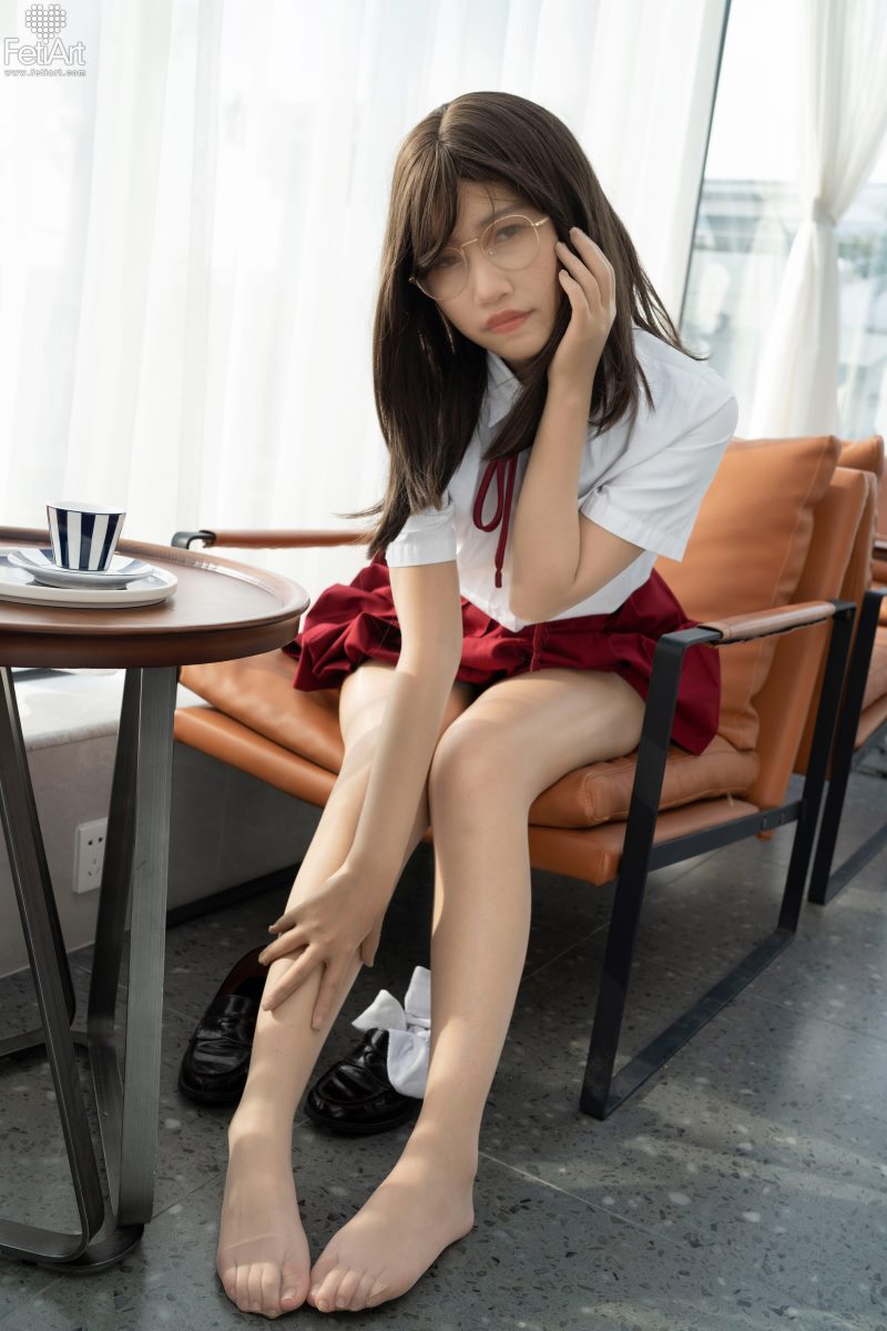 模特,作品,衬衫,少女,经典,百褶裙,白色,眼镜,白色衬衫,静谧,午后,Summer,On,Daidai,深红色百褶裙