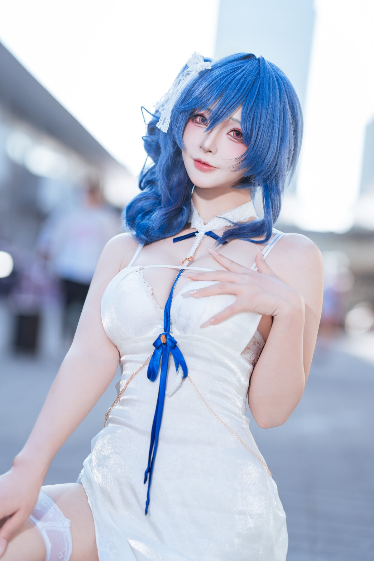 yuuhui玉汇 漫展 圣姨 St. Louis 作品,蕾丝,COS,连衣裙,吊带,少女,coser,长发,视觉,二次元,蓝色,圣路易斯,St,Louis,yuuhui玉汇,蕾丝发饰,少女气质,圣姨