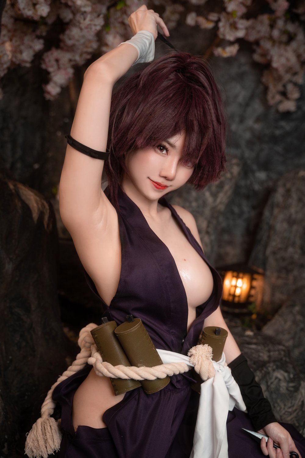 Sally Dorasnow Yuzuriha 捆绑,和服,短发,粉色,少女,黑色,视觉,w,忍者,Sally,Dorasnow,马来西亚,Yuzuriha,和服式战袍,粗绳