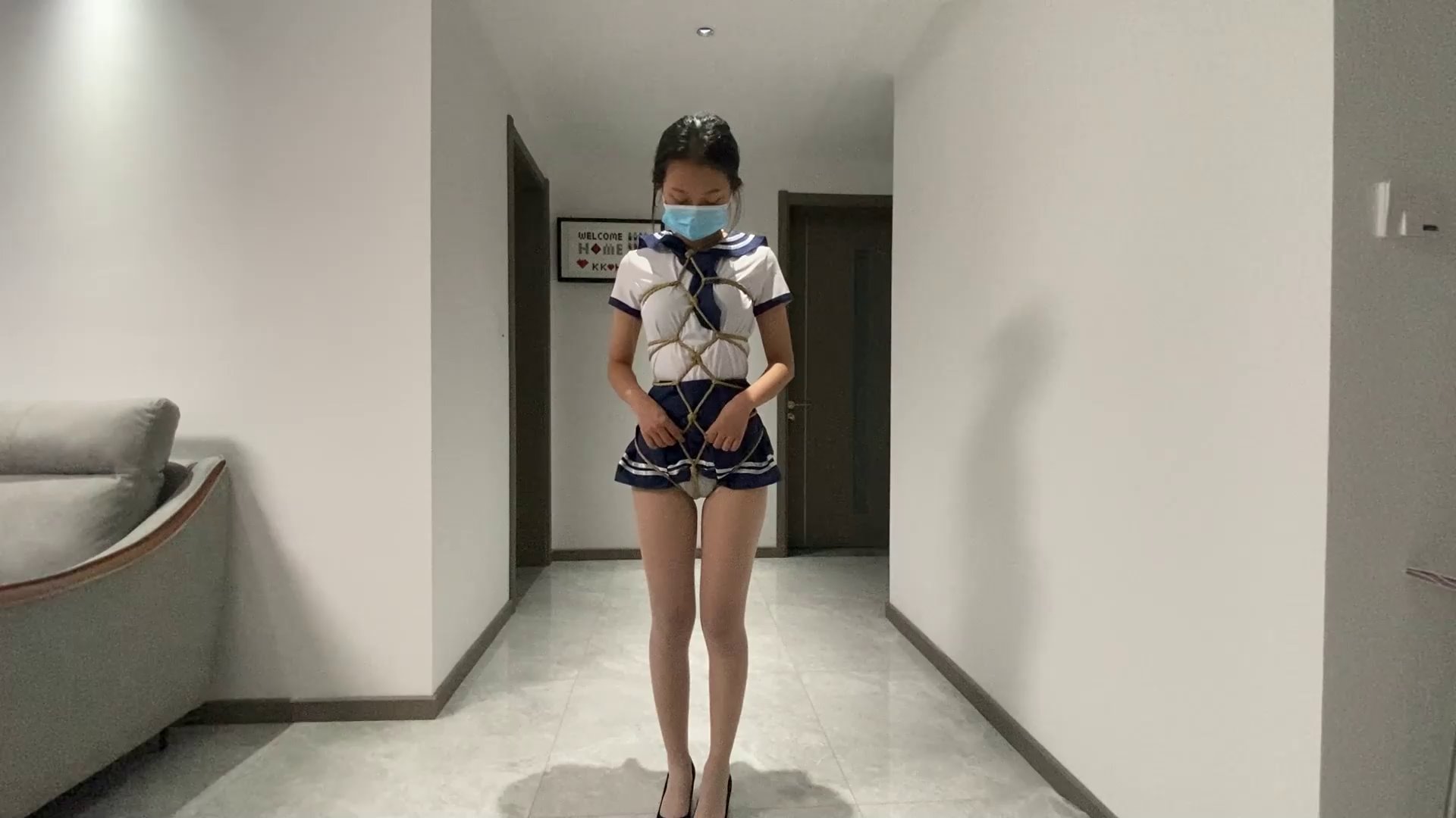 龟甲缚+欧式直臂 开档白丝