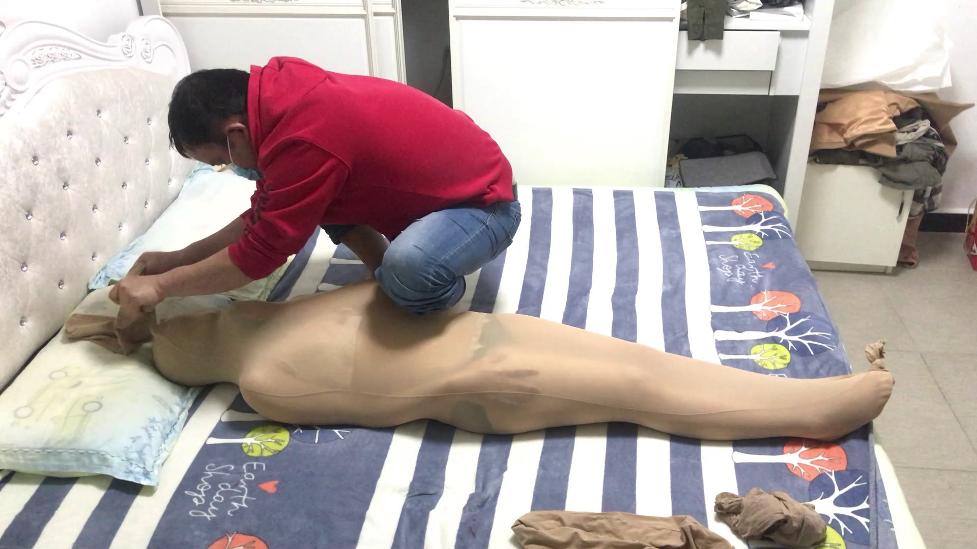 5层丝袜全包老婆，再加真空袋