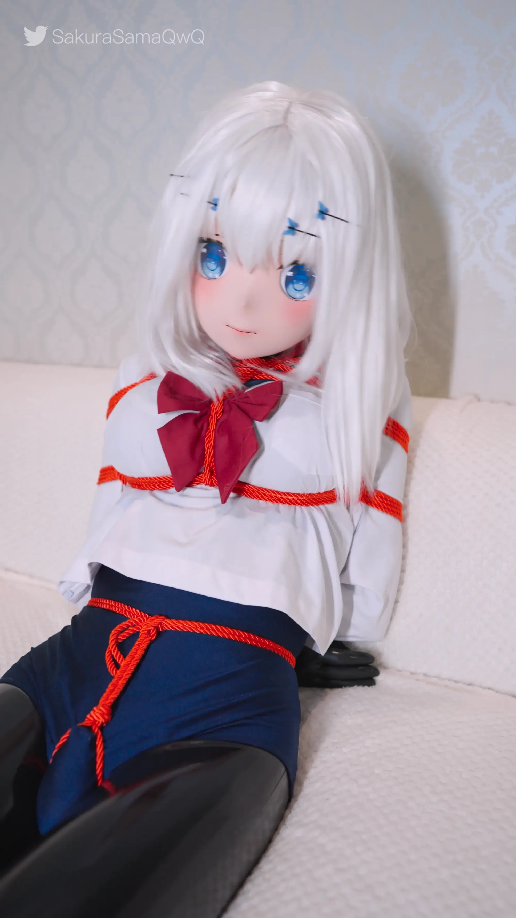 伪娘男娘 kigurumi 全包黑胶衣 贞操锁锁射 JK 死库水