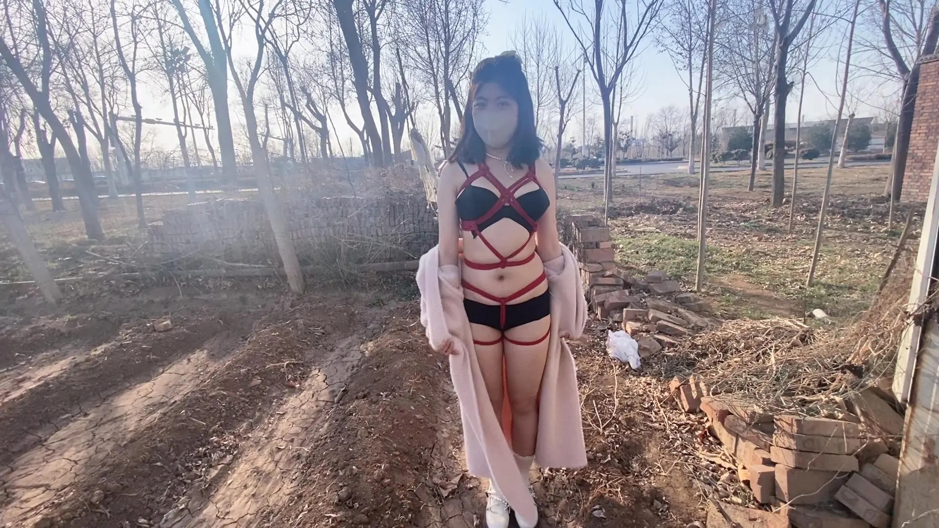 身材很好的欢欢来工作室体验，期间不断挑逗男主，带到户外玩弄，羞辱不断，逛小公园，爬行，逛夜市买饭吗，被路人看到，最后露出跑回车上，男主才放过欢欢