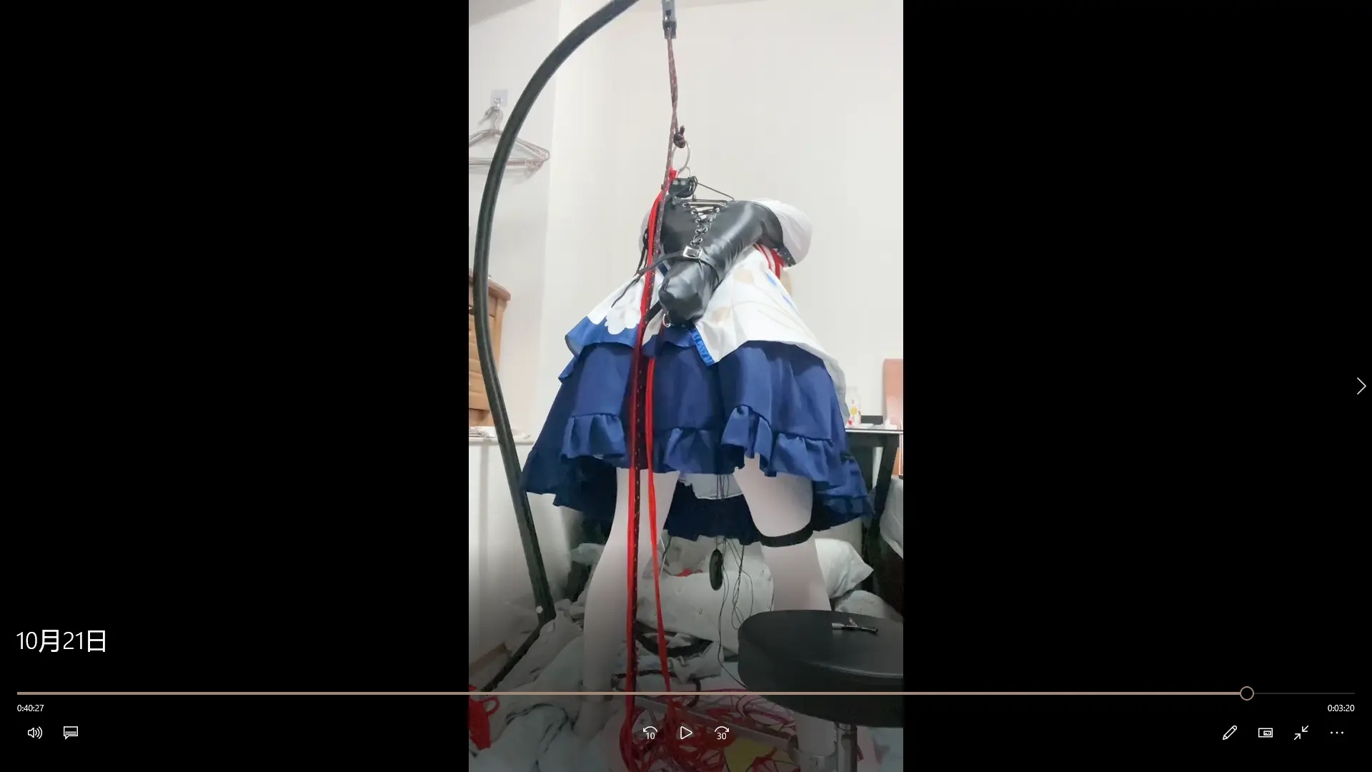 白丝芭芭拉单手套自缚开腿器强制开腿罚站