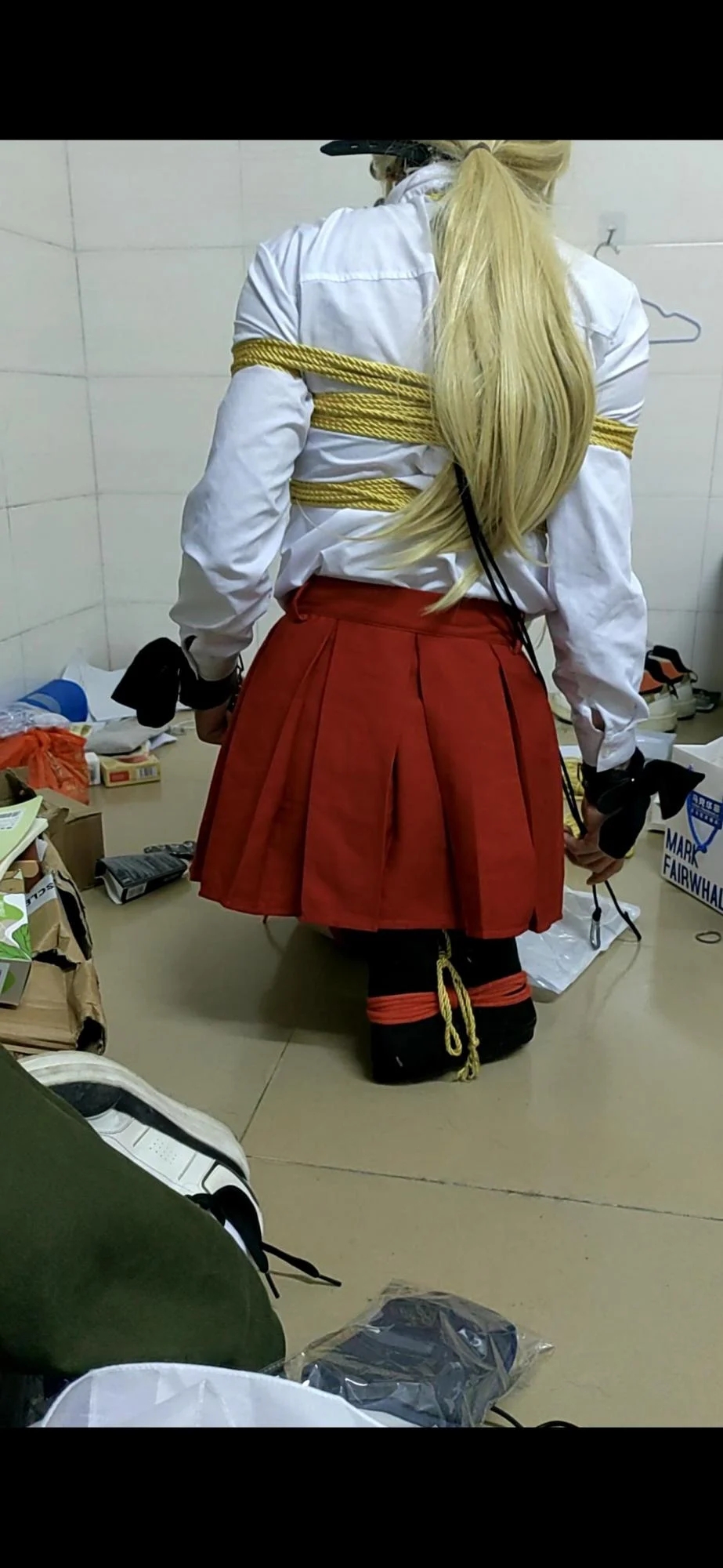 伪娘衬衫裙日式反绑堵嘴肉丝伪娘