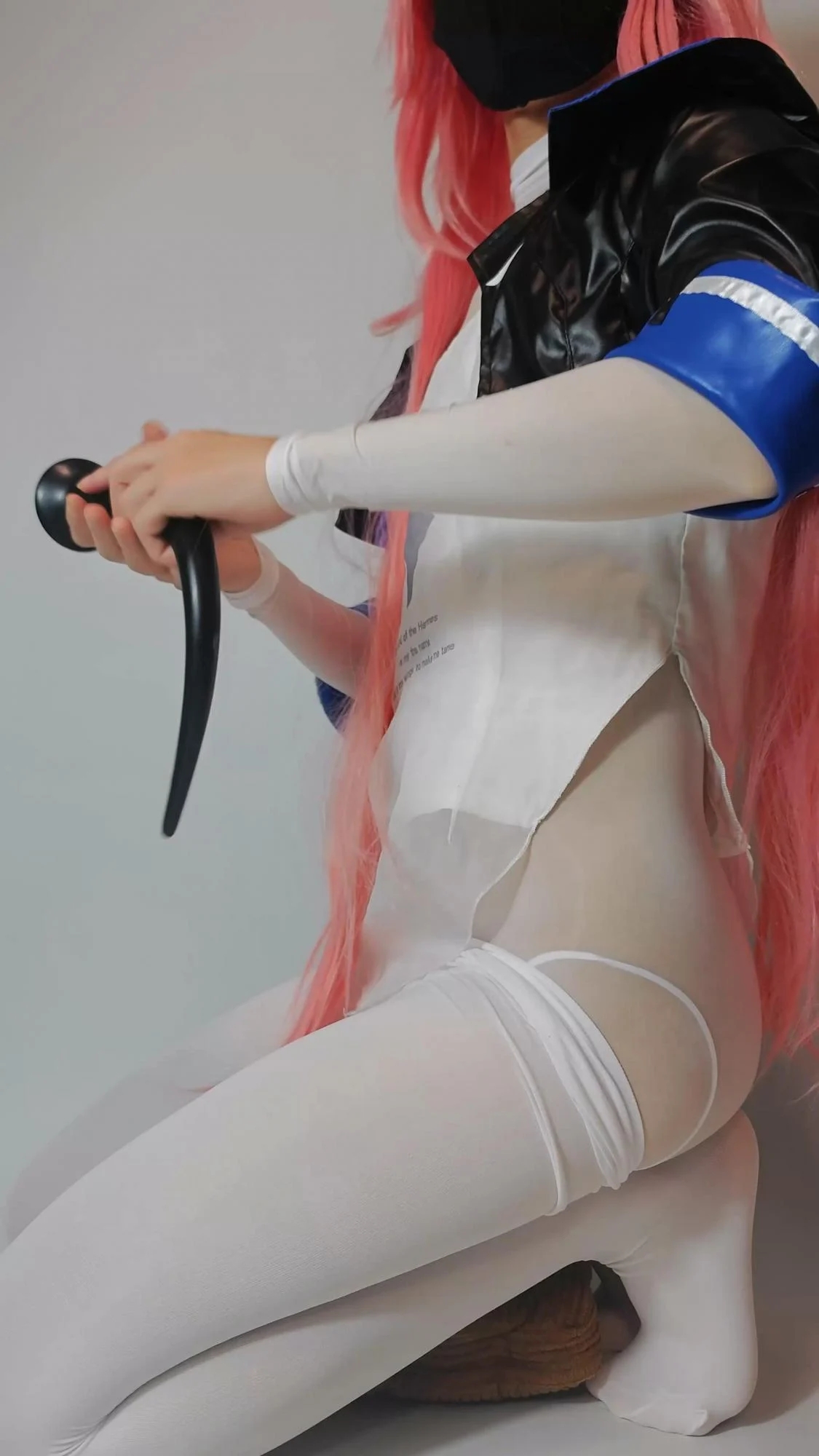伪娘/贞操锁/45厘米八重樱cos/白丝/前列腺