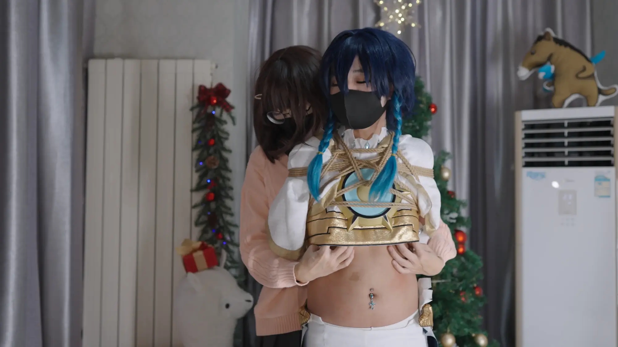 伪娘/温迪cosplay/大社保/项圈/SP/TK/白丝