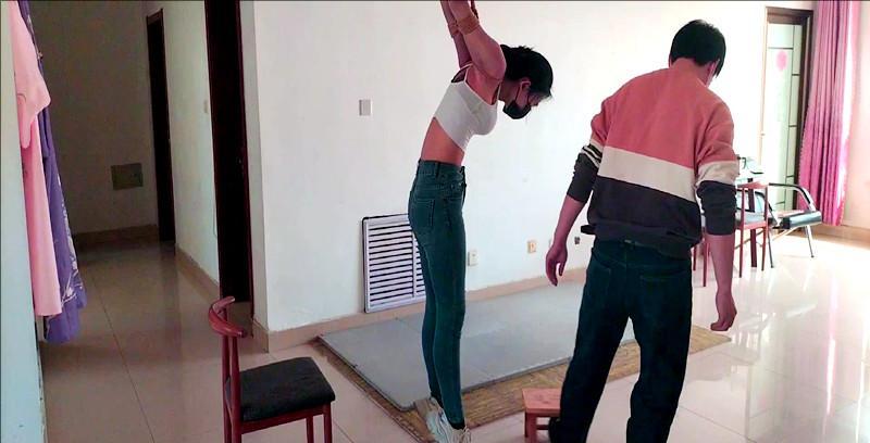 温温 男友家暴 捆绑惩罚