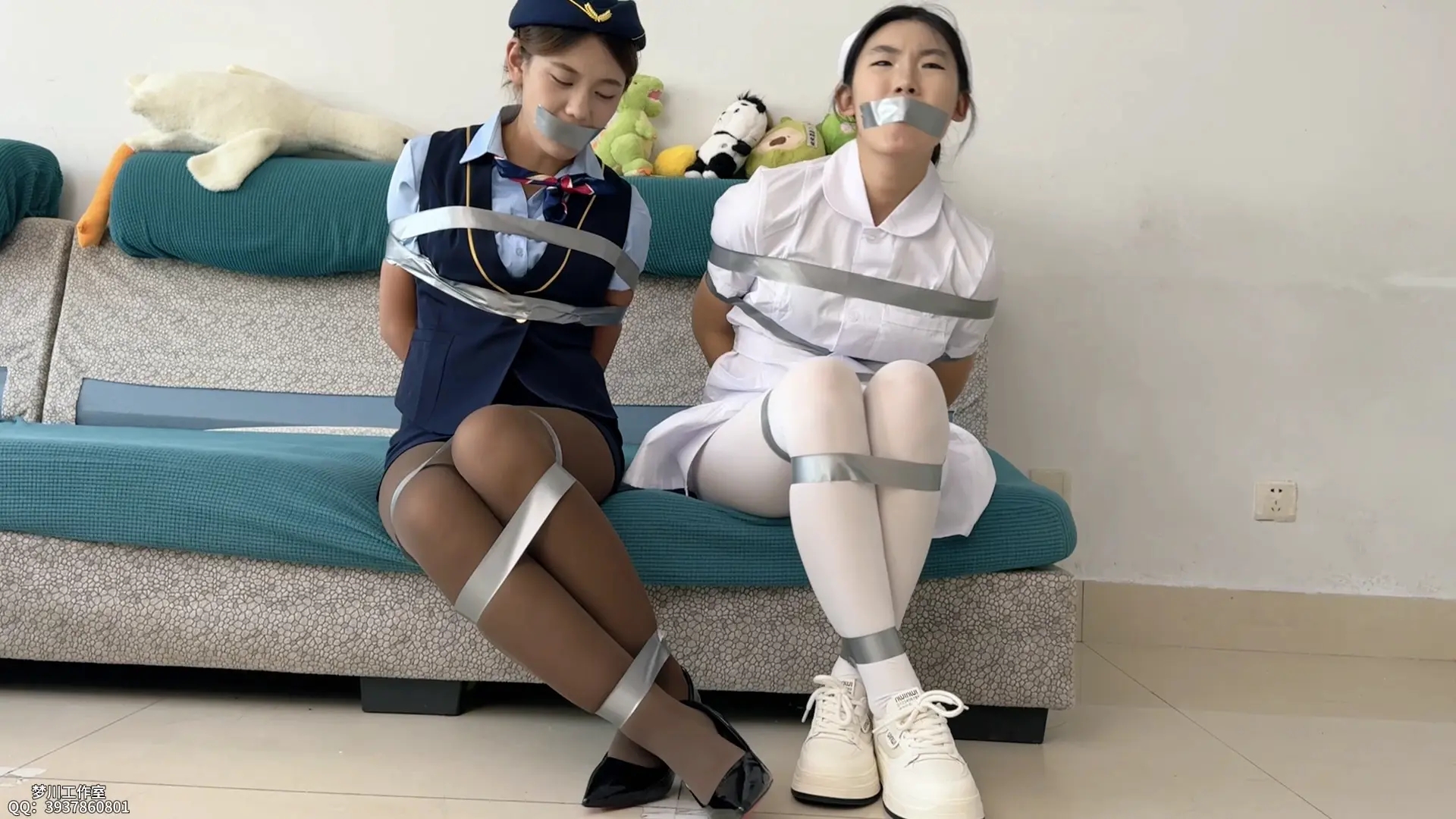 双人弹力球+口球堵嘴胶带紧缚效果验证 双人弹力球+口球堵嘴胶带紧缚效果验证