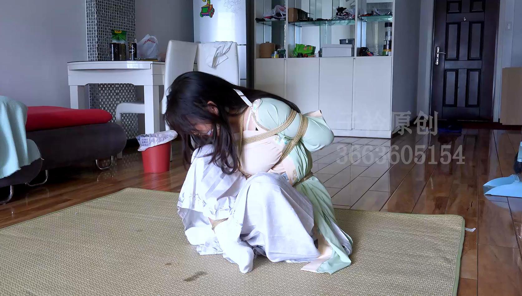  清月 汉服 口球 一个人放置在家流口水