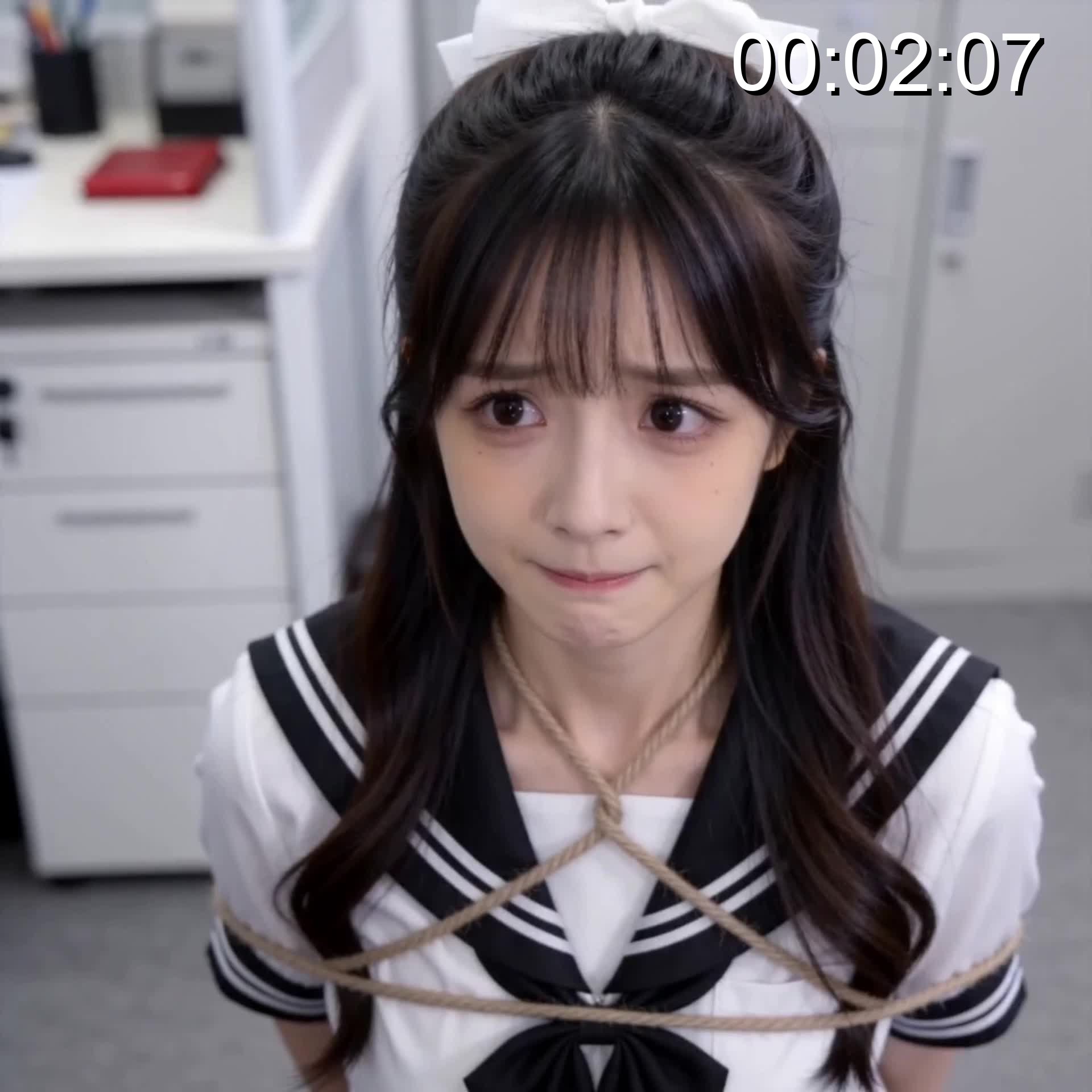 【CK视觉】AIGC作品-美女老师的惩罚-女调女，黑色女老师调教白色女学生，丝袜堵嘴/捆绑/ 第一集