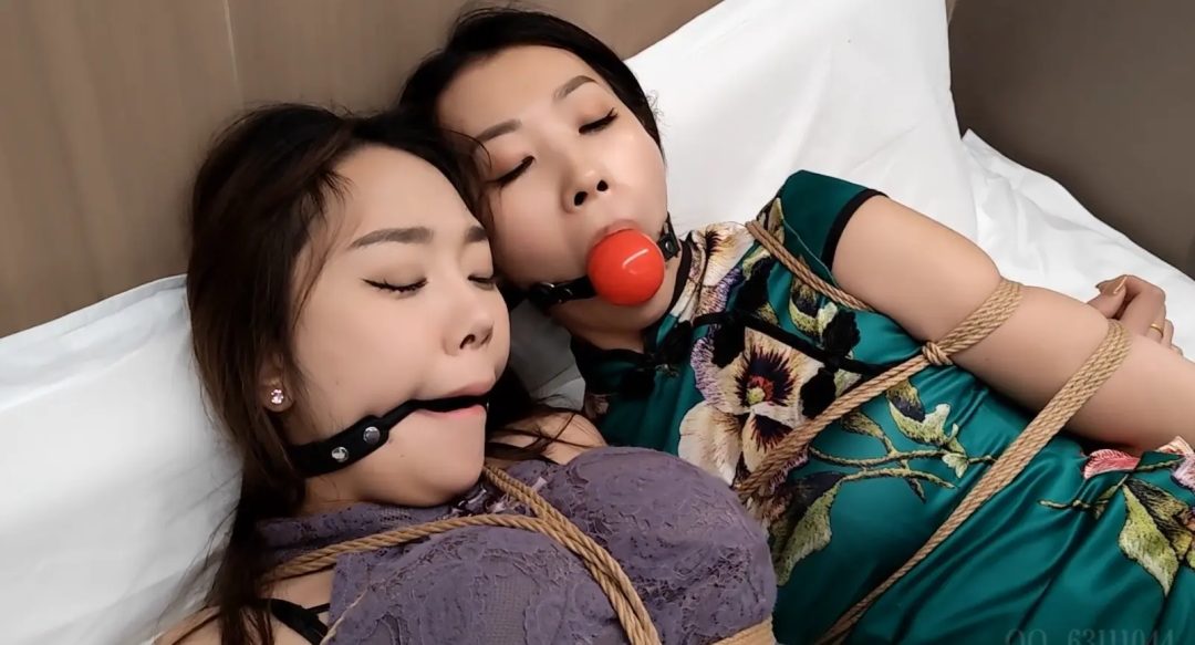 随心原创 旗袍姐妹花 超大口球堵嘴 相互脱缚自救