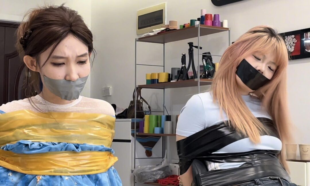 【缚艺录】【小伟】【小左】双人联动，捆绑+封嘴后的挣扎
